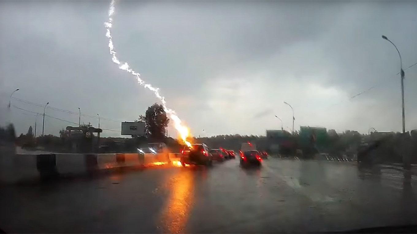 car struck by lightning