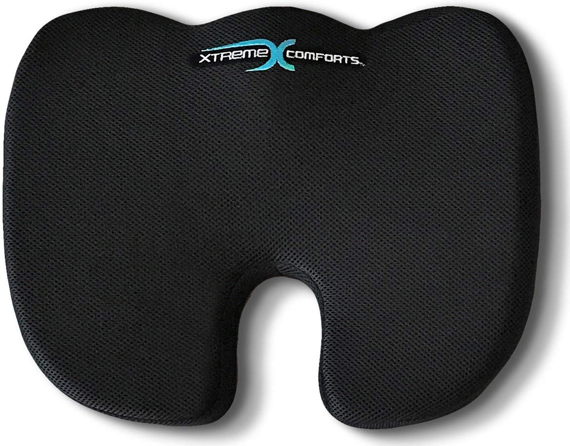 FOMI Extra Thick Firm Coccyx Orthopedic Memory Foam Seat Cushion | Black  Large Cushion for Car or Truck Seat, Office Chair, Wheelchair | Back Pain