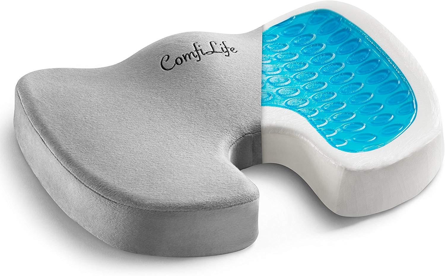 no pressure co™ Premium 100% Gel Cushion Set - Extra Large Wide Gel Seat &  Gel Lumbar Support Pillow - Pressure Relief Long Sitting Pain Sciatica - No