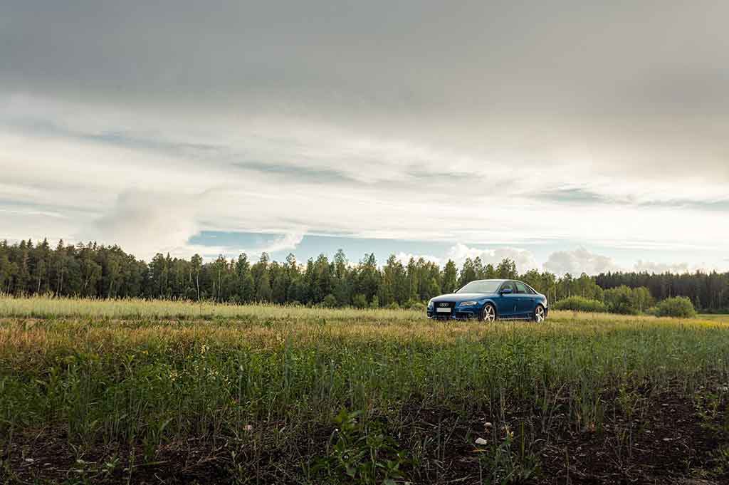 car driving in the field