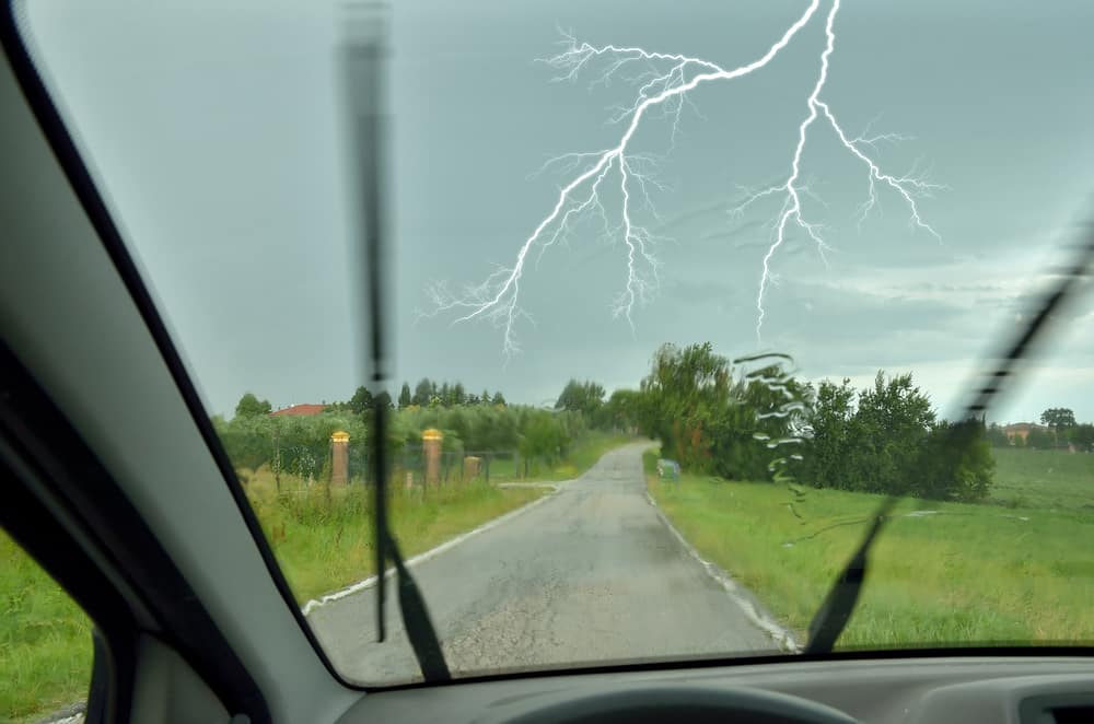 car struck by lightning