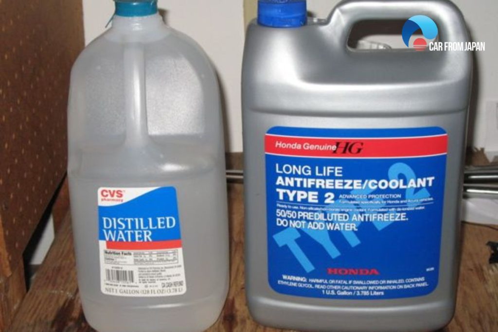 coolant and distilled water