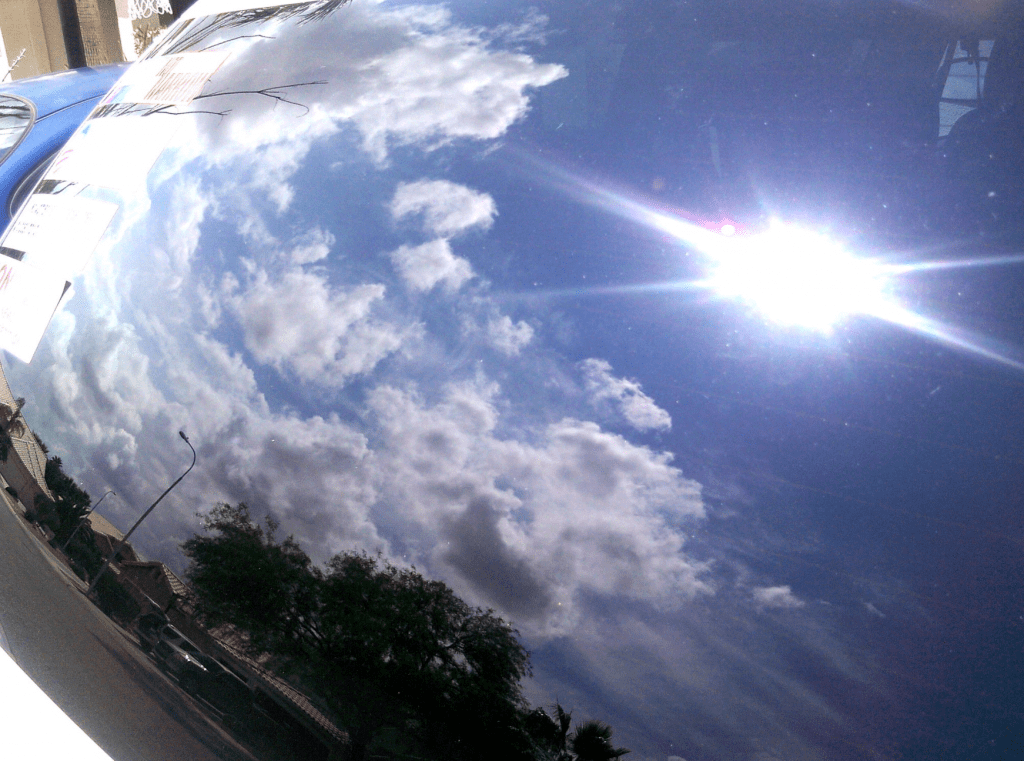sun reflecting on windshield