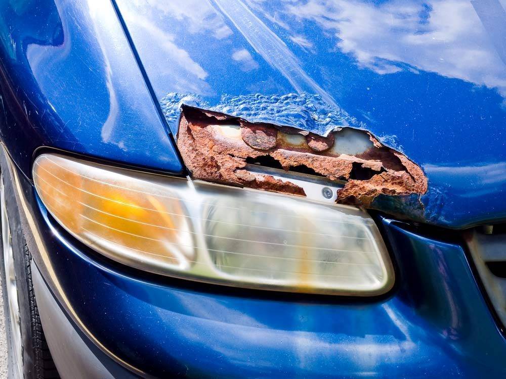 rust spot on car headlight