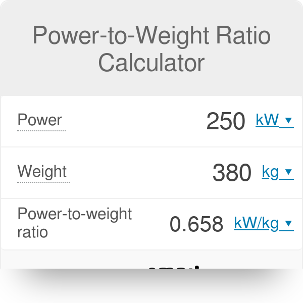 power to weight ratio calculator