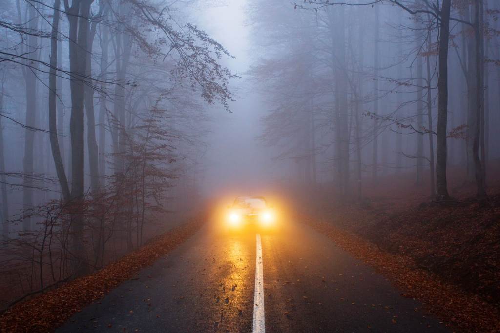 yellow car fog lights