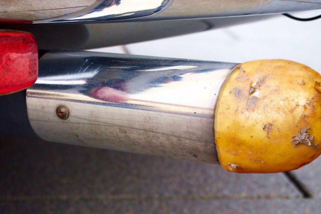 potatoes in car exhaust